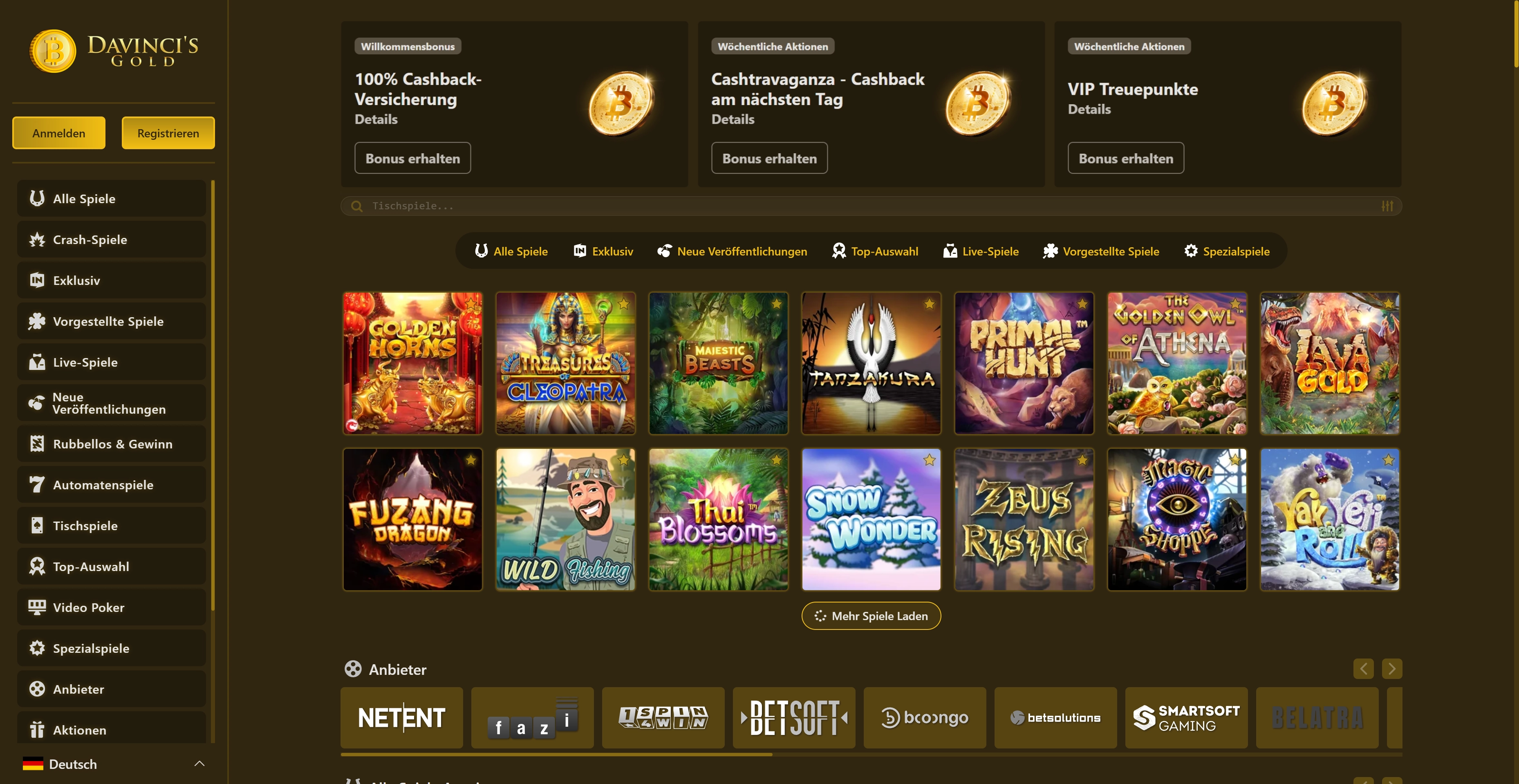 Davinci'S Gold Casino Tablet App Preview